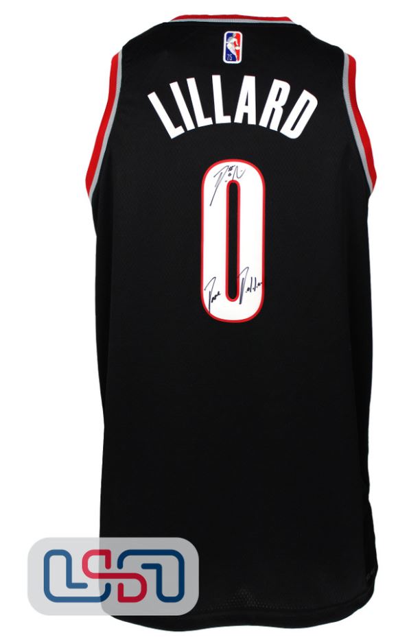 Damian Lillard - Portland Trailblazers Black Nike Swingman Jersey inscribed "Dame Dolla"