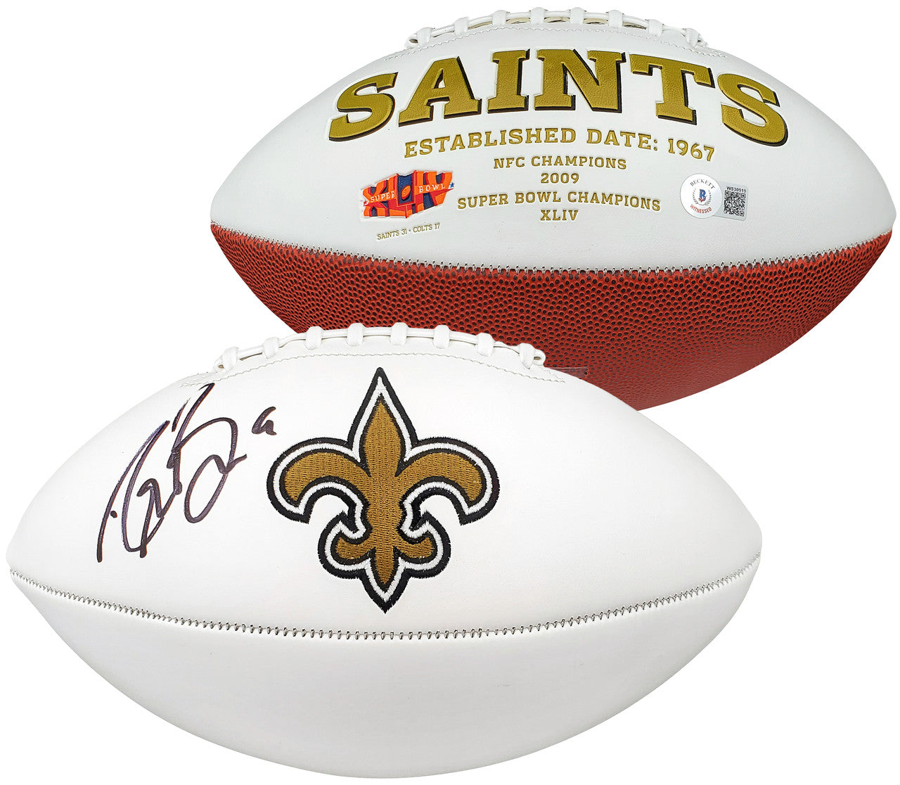 Drew Brees - Wilson White Panel Football