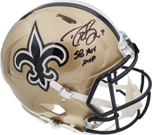 Drew Brees - New Orleans Saints Speed Authentic Helmet inscribed "SB XLIV MVP"