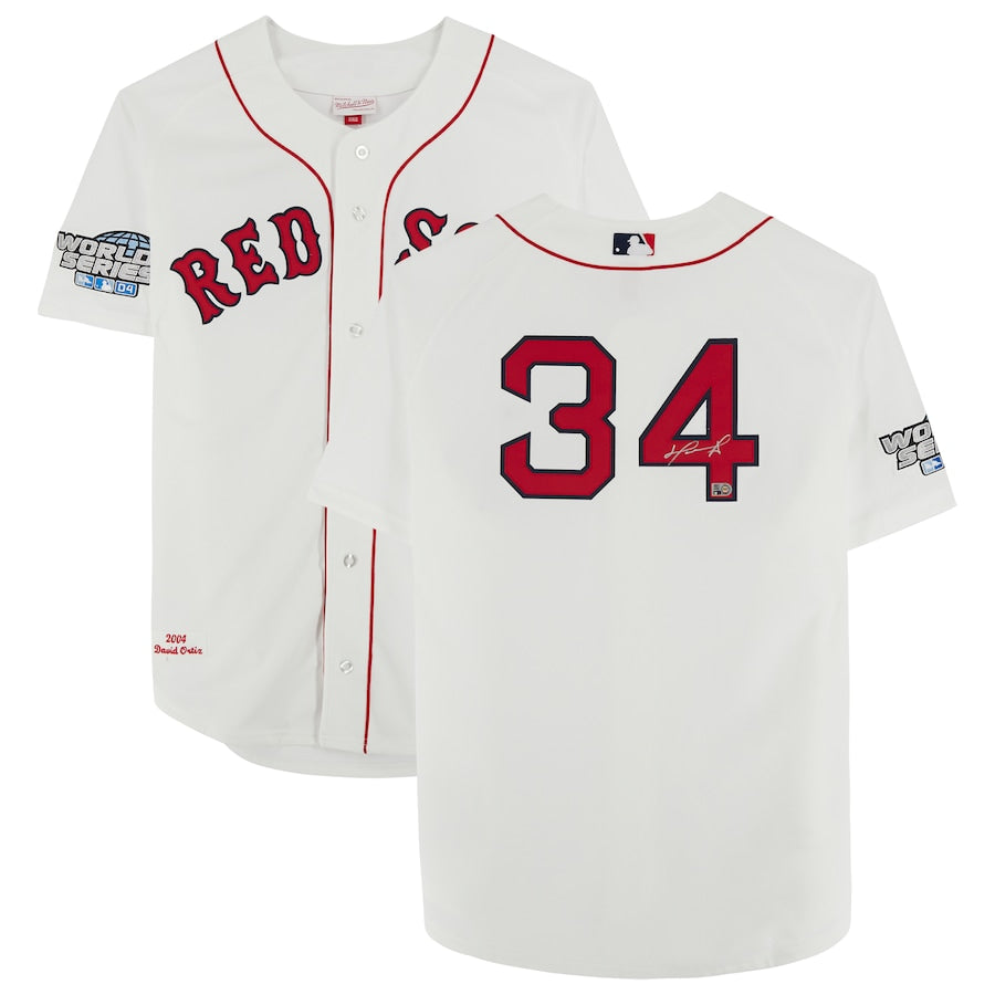 David Ortiz - Boston Redsox White M&N Authentic Jersey