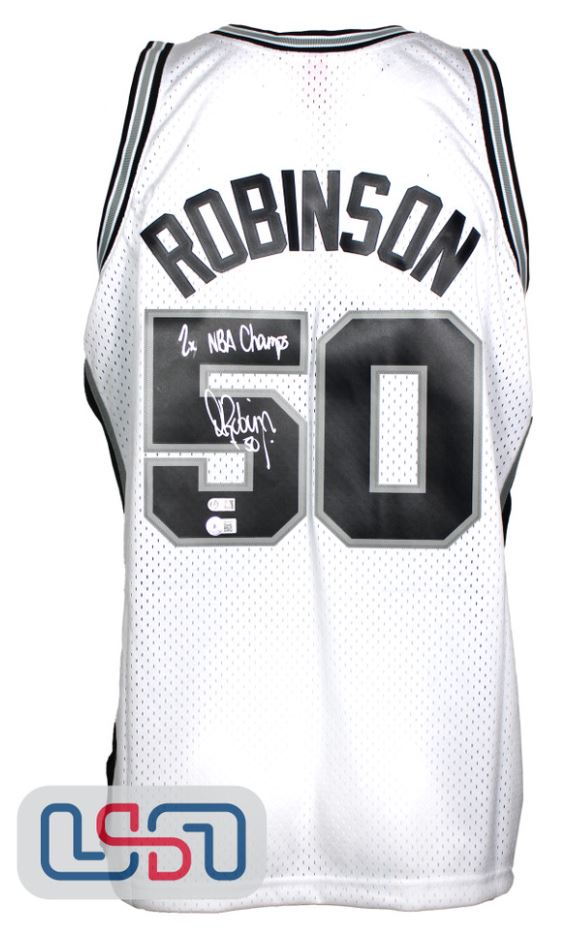 David Robinson - San Antonio Spurs White M&N Swingman Jersey inscribed "2x NBA Champ"