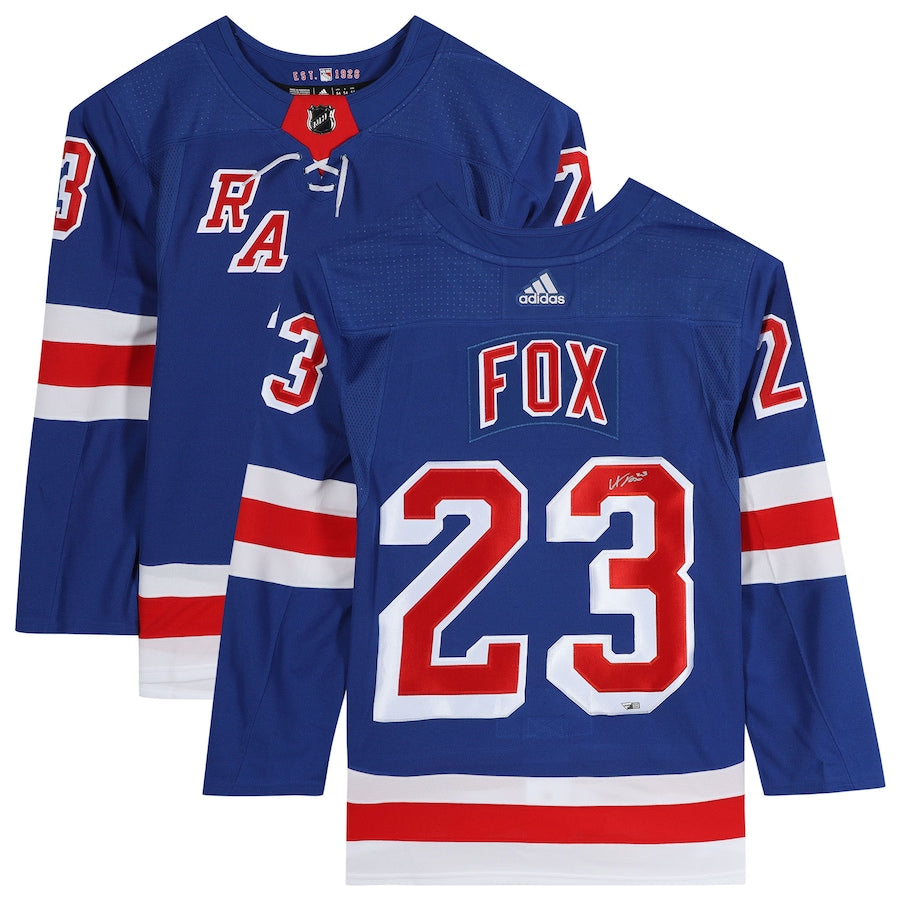 Adam Fox - New York Rangers Autographed Blue Adidas Authentic Jersey