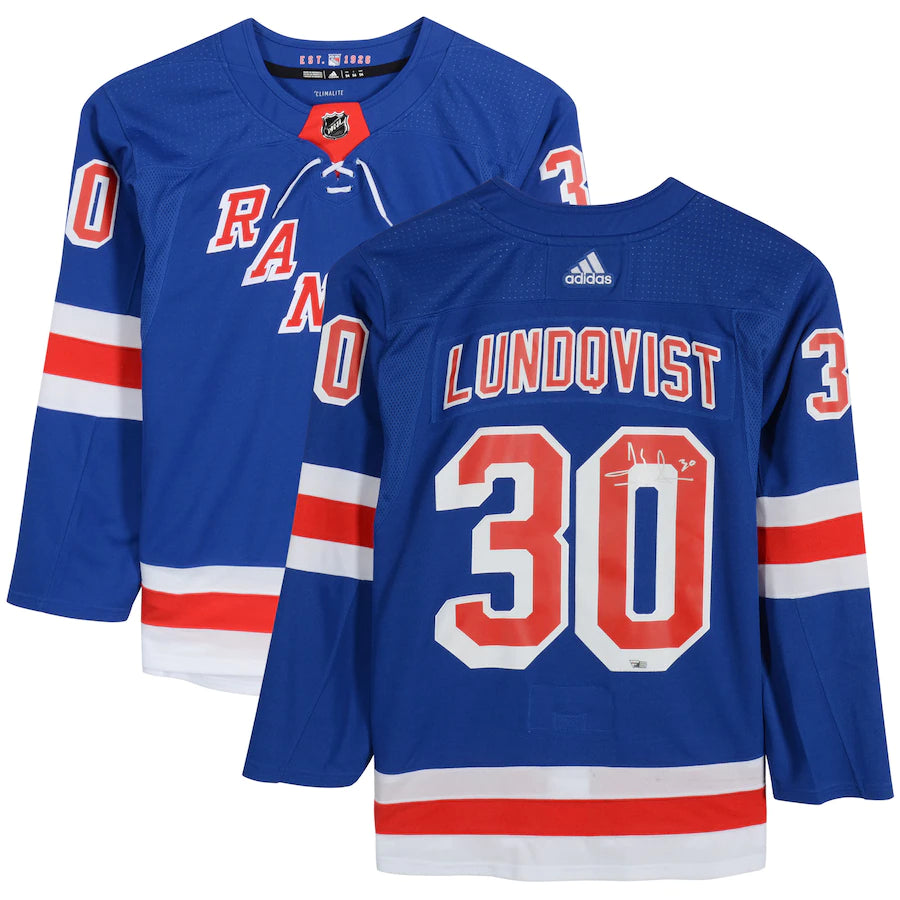 Henrik Lundqvist - New York Rangers Autographed Blue Adidas Authentic Jersey