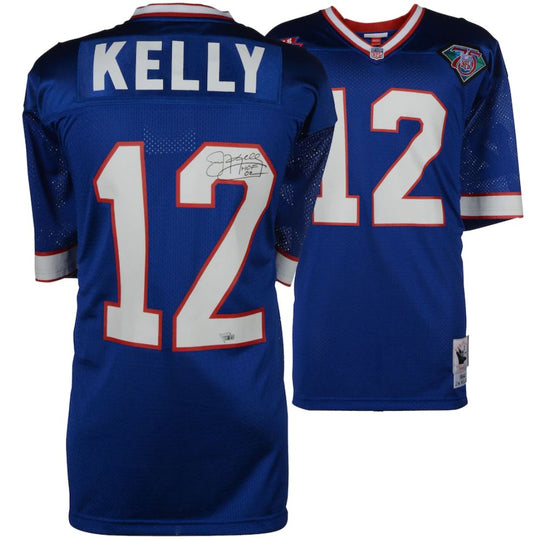 Jim Kelly - Buffalo Bills Blue M&N Legacy Jersey inscribed "HOF 02"