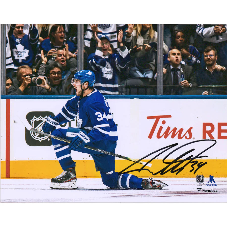 Auston Matthews - Toronto Maple Leafs Autographed 8" x 10" Blue Jersey Goal Celebration Photograph