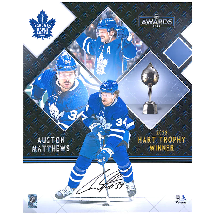 Auston Matthews - Toronto Maple Leafs Autographed 16'' x 20'' 2022 Hart Trophy Winner Stylized Photograph