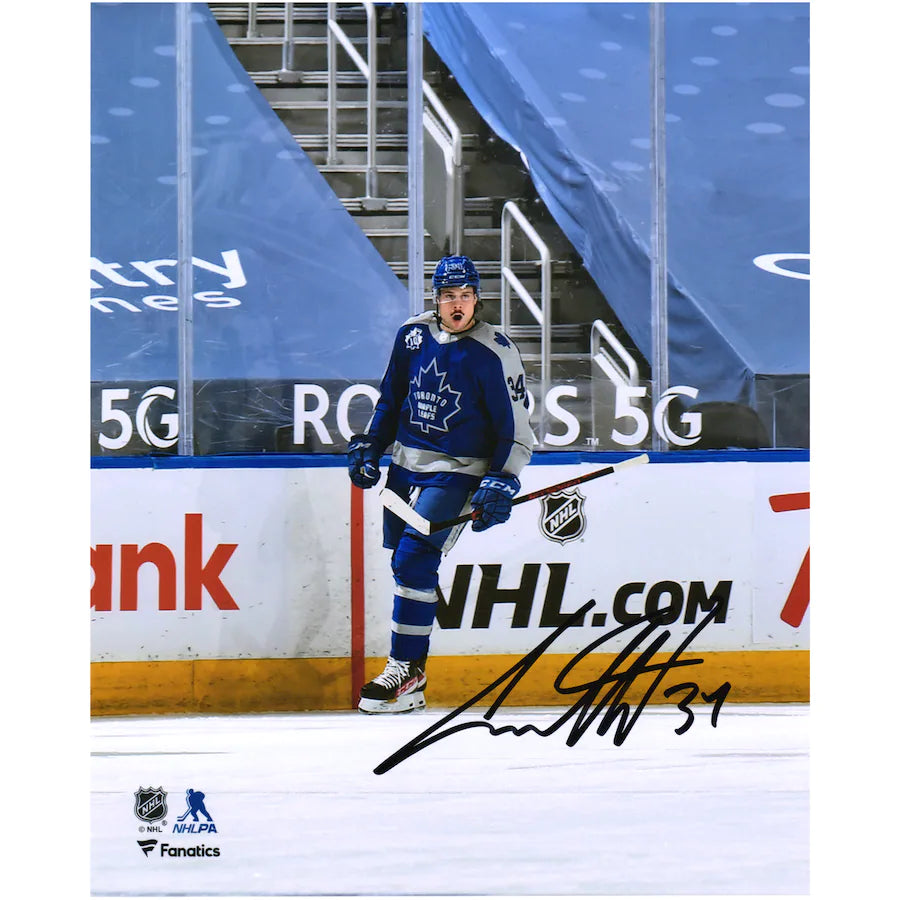 Auston Matthews - Toronto Maple Leafs Autographed 8" x 10" Reverse Retro Jersey Goal Celebration Photograph